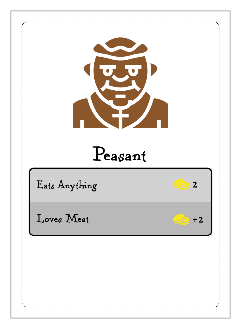 Peasant, a diner card in Monster Kitchen
