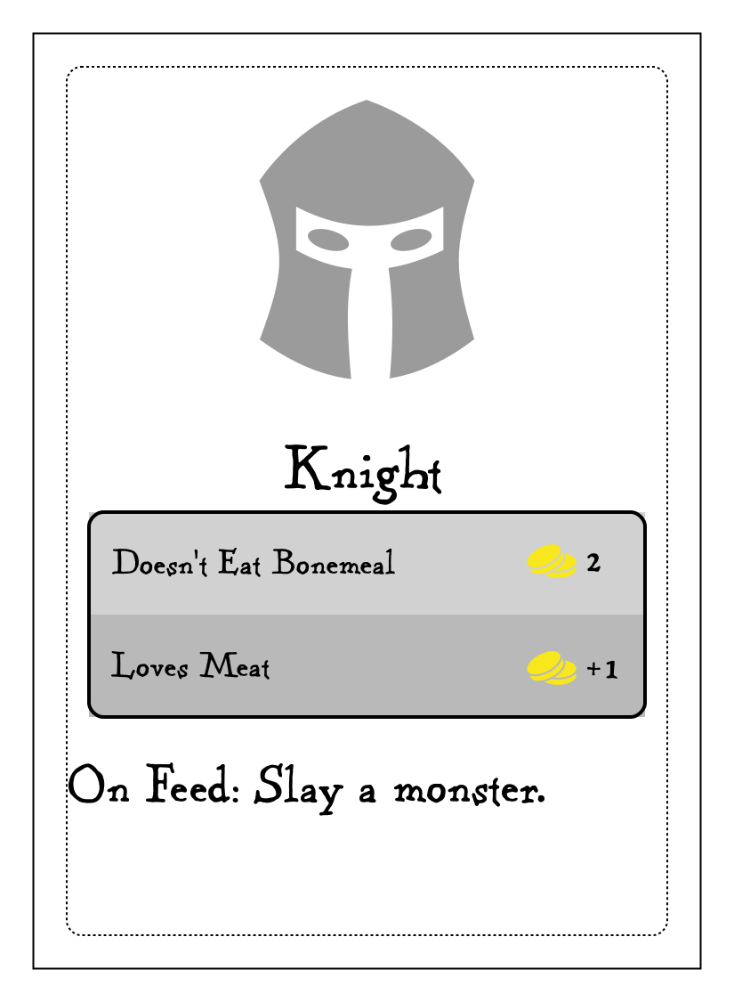 Knight, a diner card in Monster Kitchen