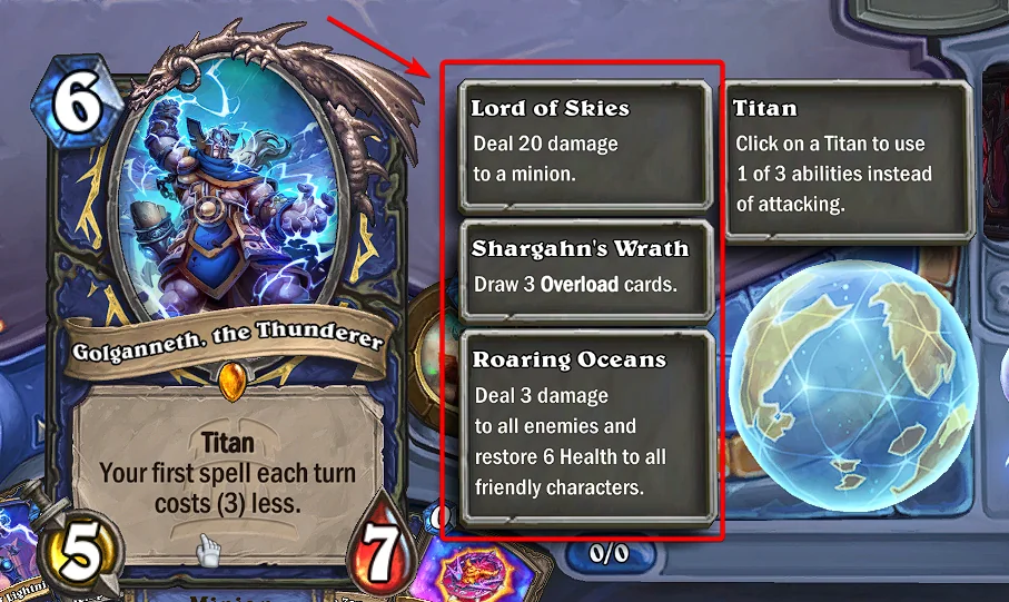 Titan card with tooltip